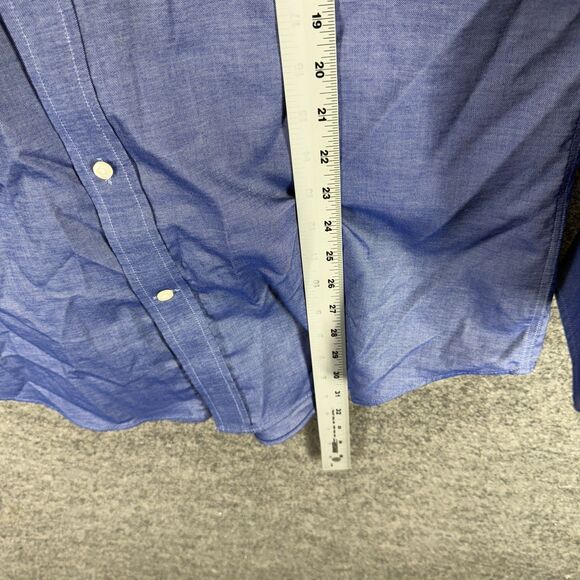 Lands' End Shirt Men 16 Blue Button Up Collared Long Sleeve Pockets Traditional - Picture 6 of 7